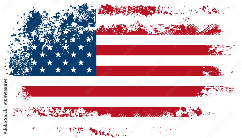 US American flag Grunge stripes and stars texture emblem icon logo banner US American flag Grunge stripes and stars texture emblem icon logo banner