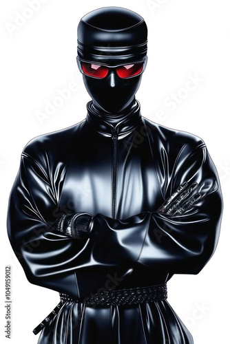 PNG Metalic Urban Cyber Ninja clothing red accessories. photo