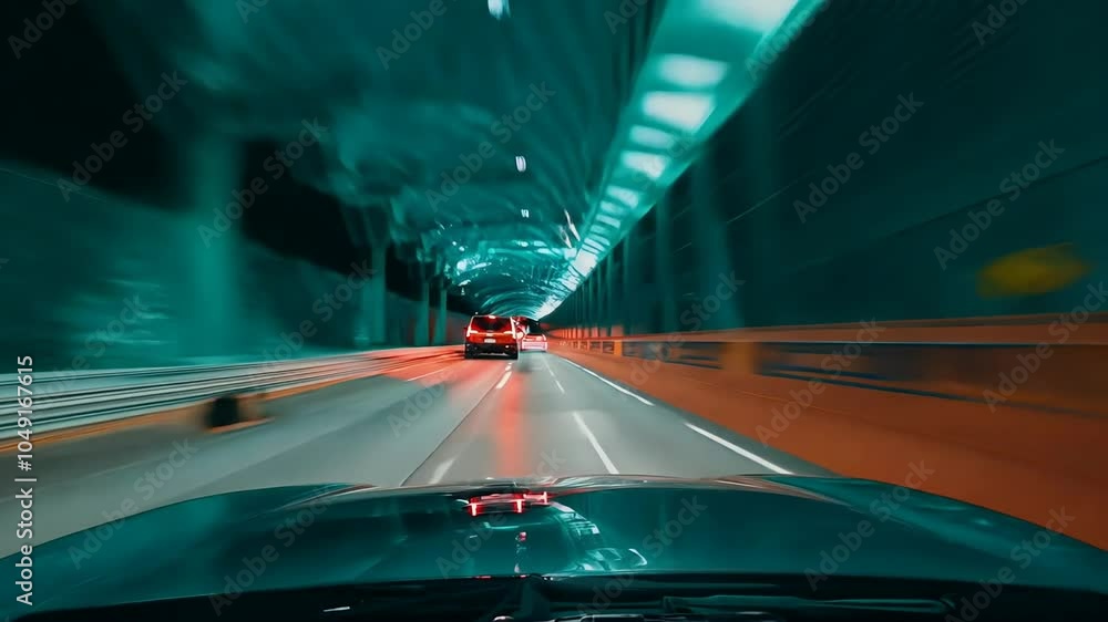 speed ramping vehicle speeds underground city transitioning straight street all presented teal orange cinematic look reminiscent fastpaced action films stunning 4K high drive town tunnel