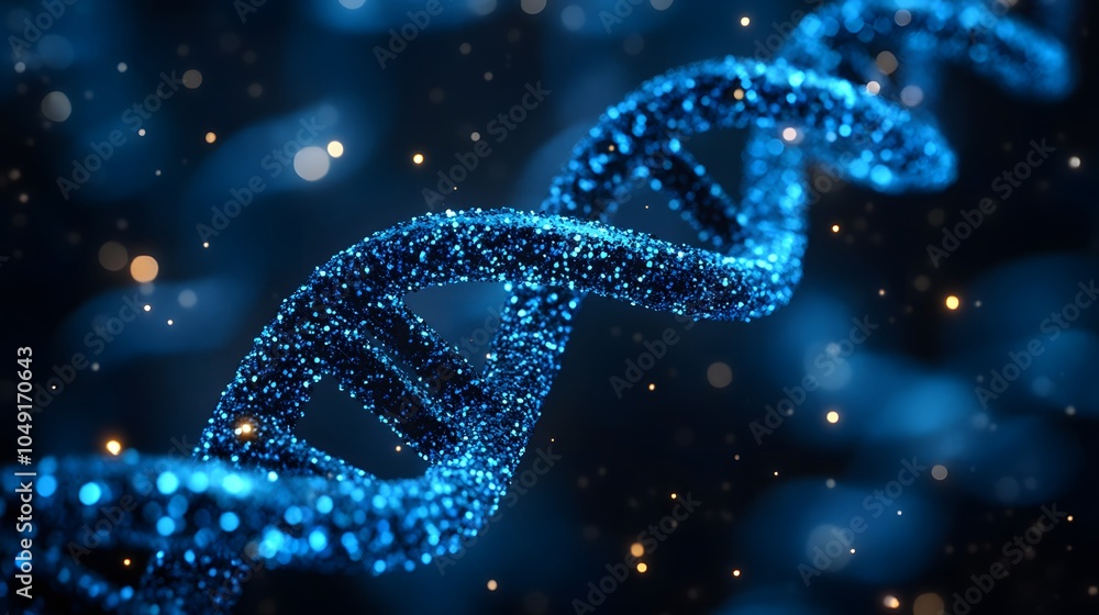 Stunning Blue DNA Strand with Sparkling Effect Stunning Blue DNA Strand with Sparkling Effect