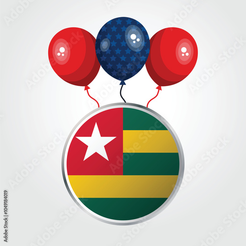 Celebration Togo National Flag With Balloons