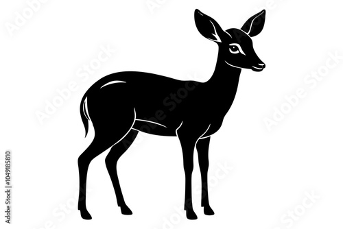 Cute dik dik looking her mother vector art illustration