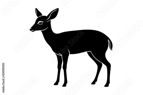 Cute dik dik looking her mother vector art illustration