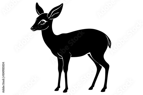 Cute dik dik looking her mother vector art illustration