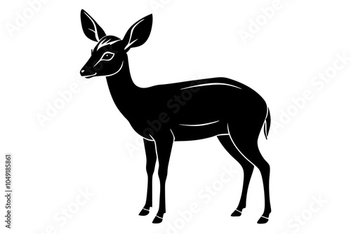 Cute dik dik looking her mother vector art illustration