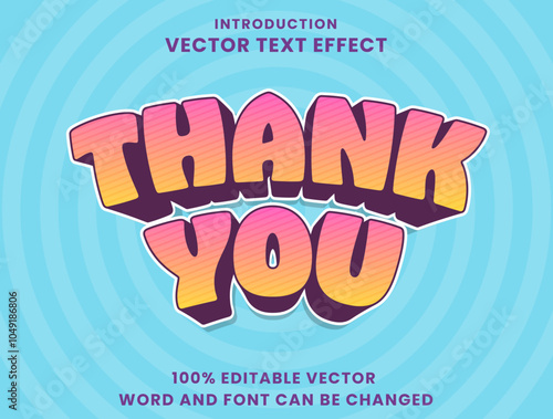 Editable text effect Thank You 3d Cartoon template style premium vector