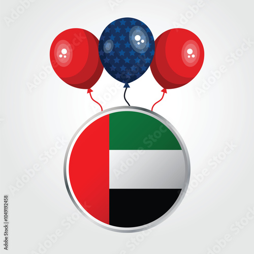 Celebration United Arab Emirates National Flag With Balloons