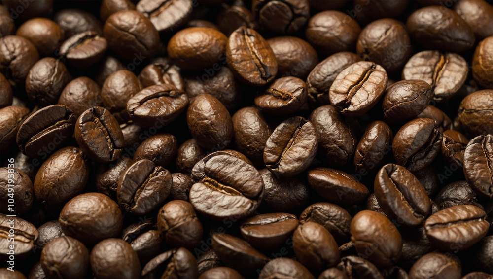 Obraz premium Close up of roasted coffee beans background