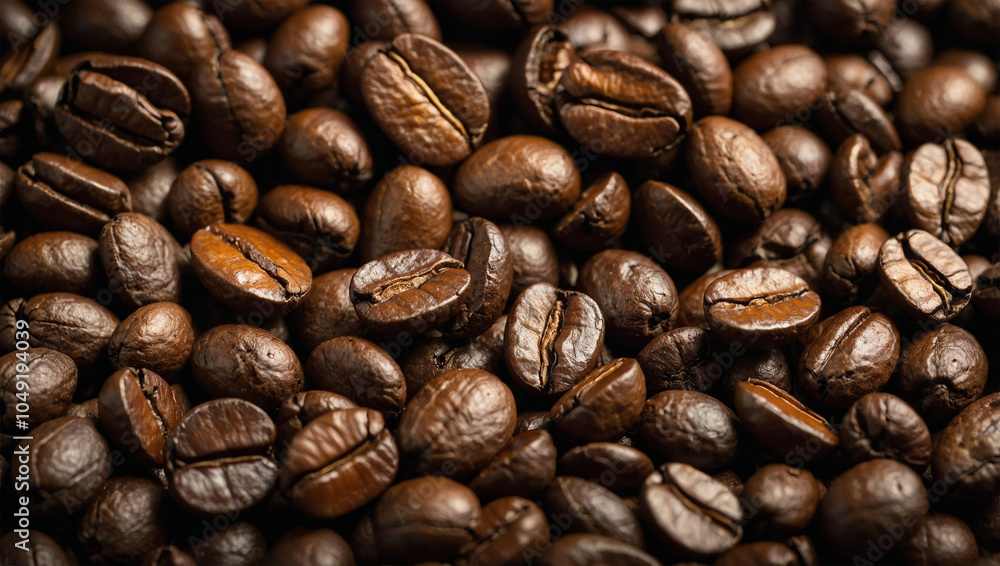 Close up of roasted coffee beans background Close up of roasted coffee beans background