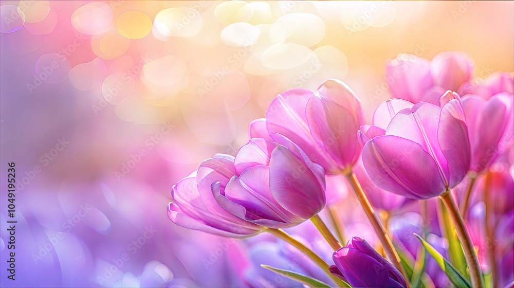 Vibrant pink tulips in soft focus abstract bokeh background Vibrant pink tulips in soft focus abstract bokeh background