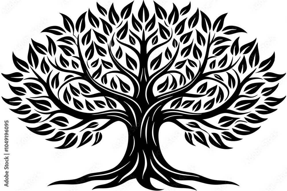 Obraz premium A green stylised tree design element symbolising growth, nature or the environment