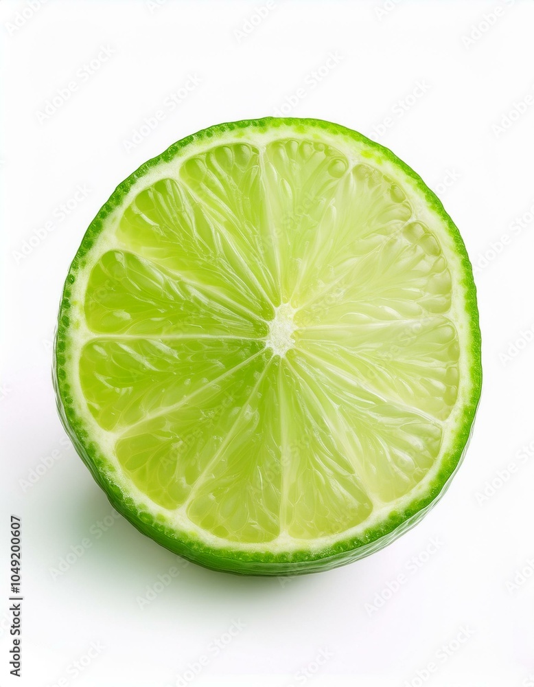 A halved lime on white background A halved lime on white background