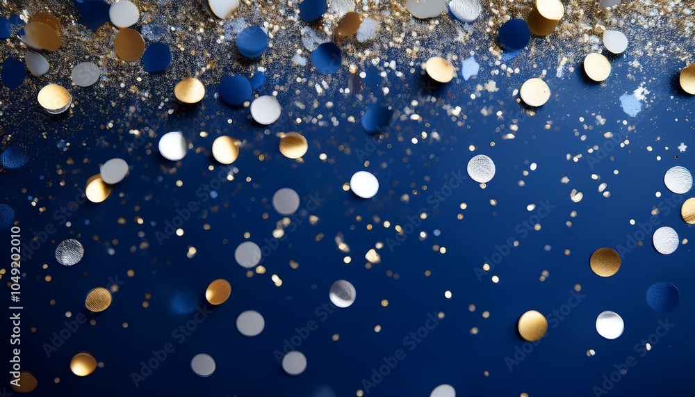 Gold and silver confetti on blue Gold and silver confetti on blue