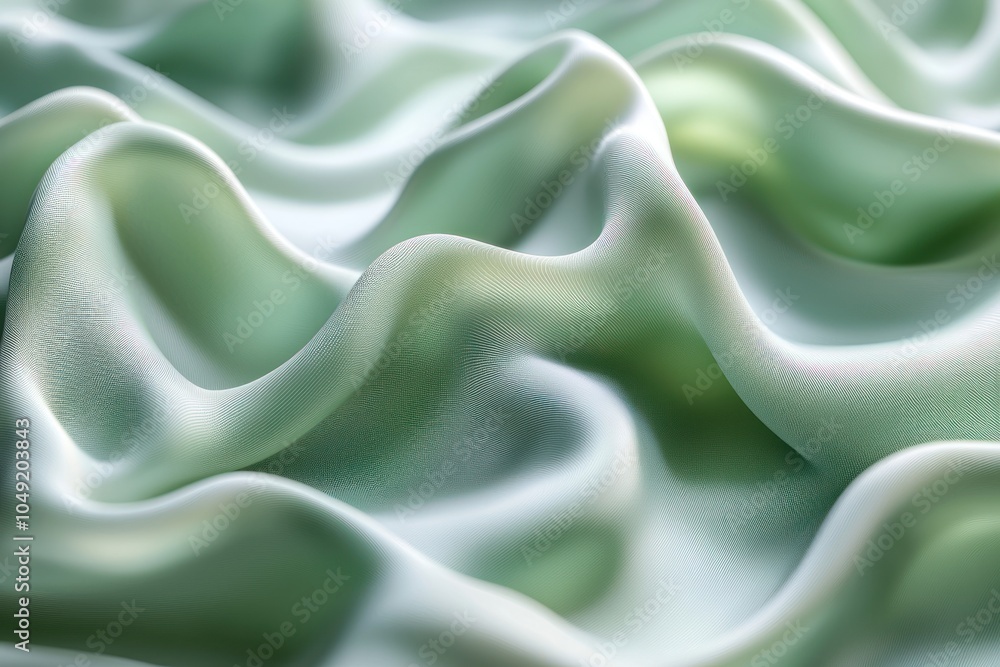 Fototapeta premium Abstract Green Fabric Texture with Wavy Lines and Smooth Surface