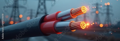 Cross section of high-voltage cable  photo