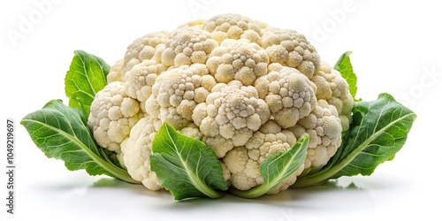 fresh cauliflower phool gobhi in white isolated background aerial photo