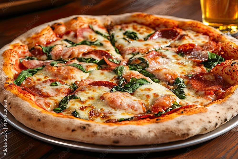 Savoring Delicious Pizza With a Refreshing Beer on a Cozy Evening Gathering
