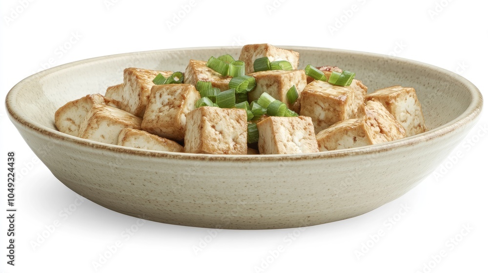 Fresh Tofu Cubes with Green Onion Garnish Fresh Tofu Cubes with Green Onion Garnish