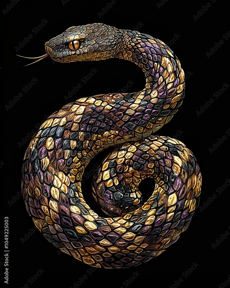 Fototapeta premium Rattlesnake in Coiled Position Ready to Strike