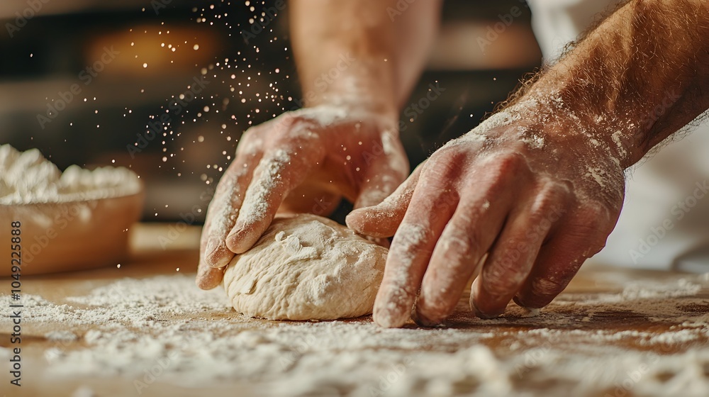Gluten free pizza dough being carefully kneaded and rolled out on a clean kitchen surface showcasing the process for a healthy dietary friendly meal option Gluten free pizza dough being carefully kneaded and rolled out on a clean kitchen surface showcasing the process for a healthy dietary friendly meal option