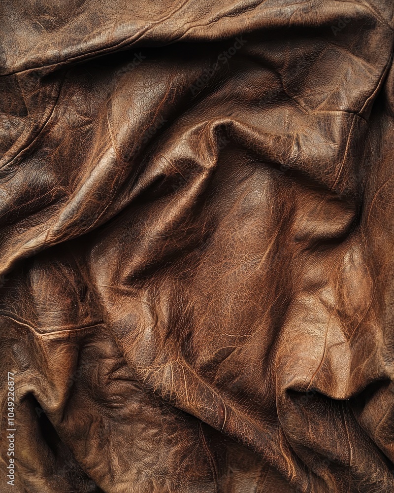 Textured Brown Leather with Visible Creases Textured Brown Leather with Visible Creases