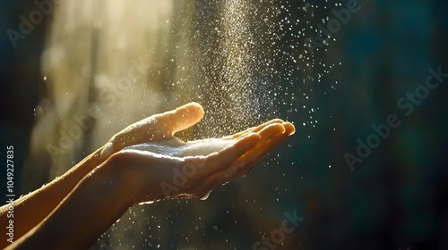 Hands thoroughly scrubbing with liquid soap and water to sanitize and prevent the transmission of flu viruses and other illnesses  Handwashing is an essential routine for health and wellness photo