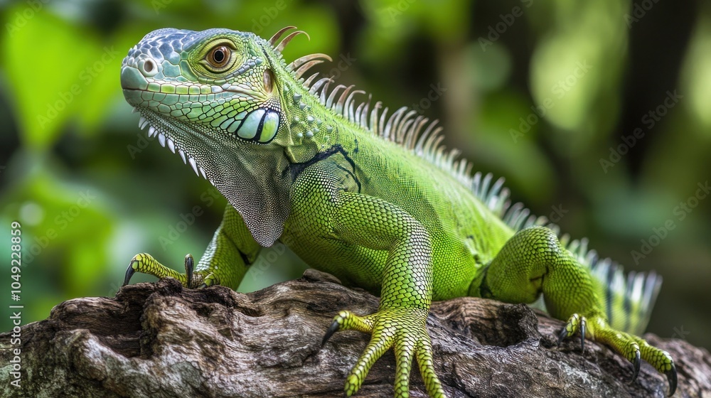 Obraz premium Green Iguana on Branch