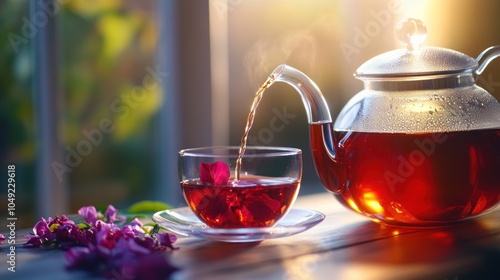 Pouring Tea into Cup