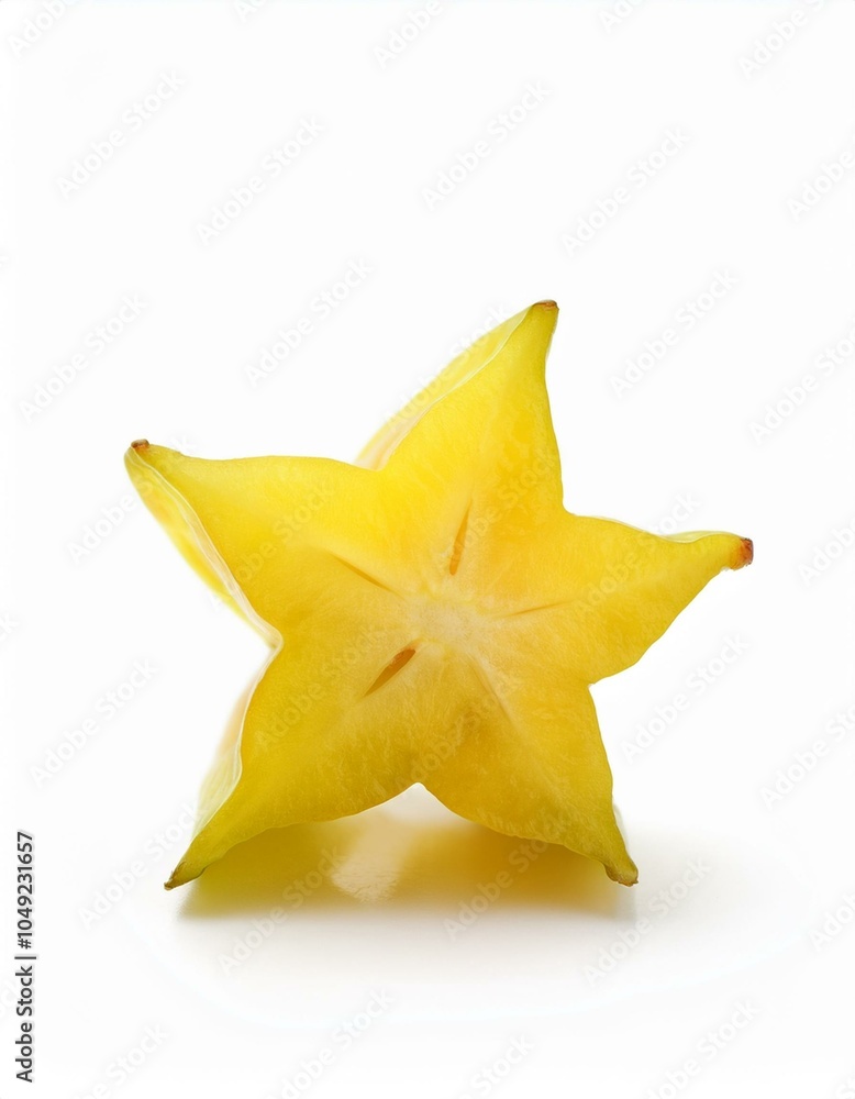 A starfruit slice on white A starfruit slice on white