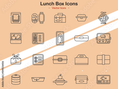 Icons representing lunch boxes and meal preparation items