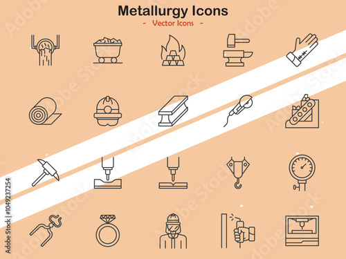 Icons representing metallurgy and related processes