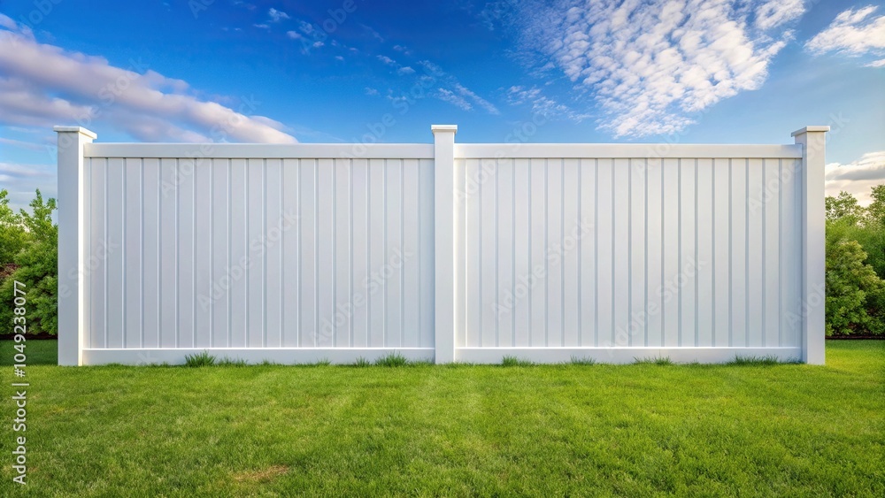 Minimalist white plastic fence for backyard privacy