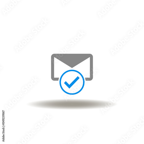 Vector illustration of mail envelope with check mark. Symbol of message.