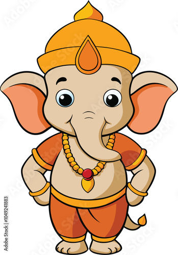 Ganesha Hinduism god illustration cartoon modern flat style