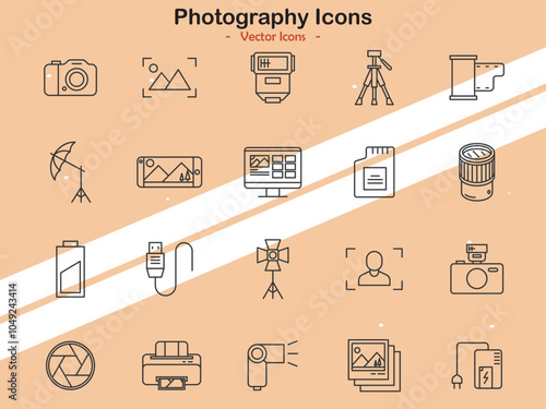 Icons representing photography equipment and concepts
