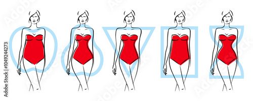 Female body shapes are five types. Apple, pear, triangle, rectangle, sand forms.