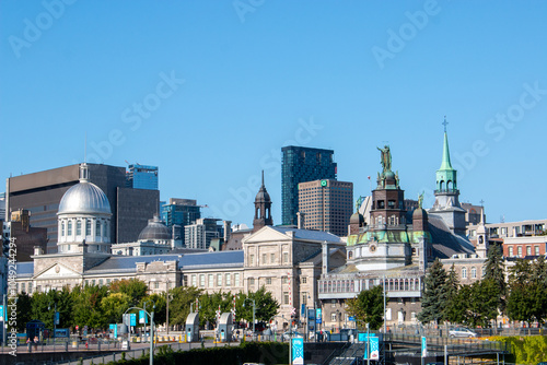 Montréal Panoramic view Bonsecours Market (Marché Bonsecours) and Notre Dame de Bon Secours Chapel Québec Canada