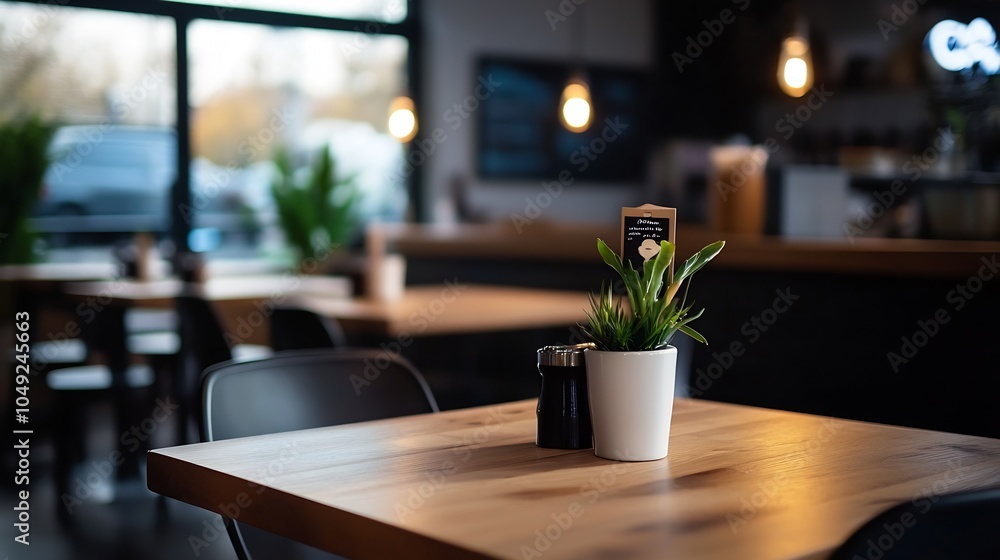Inviting Café Table with Modern Decor and Warm Lighting for a Cozy and Welcoming Environment : Generative AI Inviting Café Table with Modern Decor and Warm Lighting for a Cozy and Welcoming Environment : Generative AI