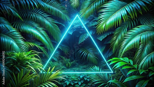 tropical jungle scene with neon triangle frame Leading Lines