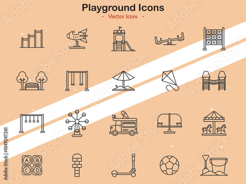 Icons depicting playground equipment and play activities