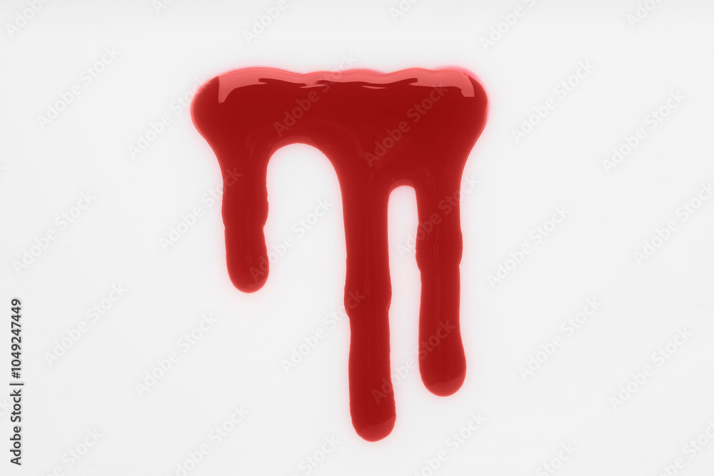 Stain of blood on white background, top view Stain of blood on white background, top view