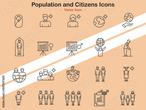 Icons representing population and citizen demographics