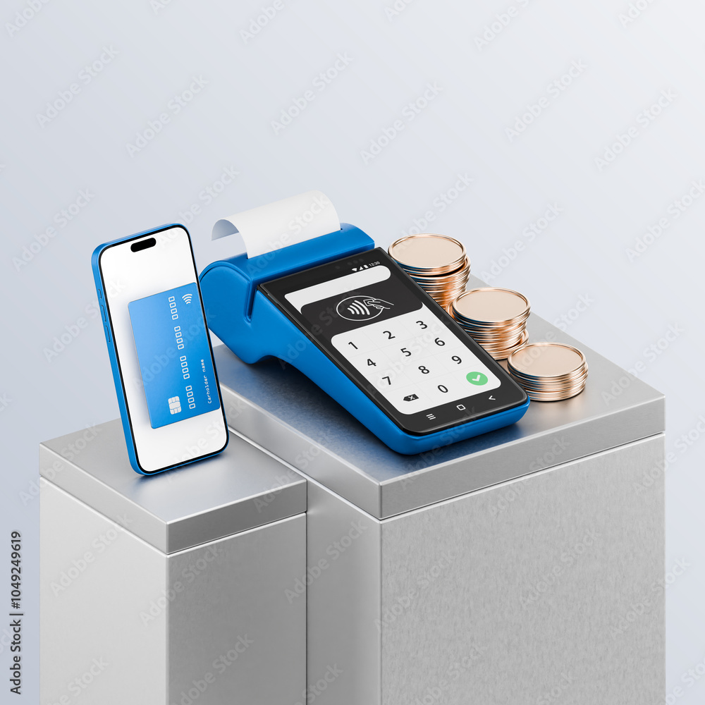 Contactless payment by credit card banking empty screen through the ...