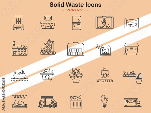 Icons depicting waste management and recycling themes