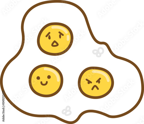 Cute cartoon sunny side up fried eggs breakfast illustration.	