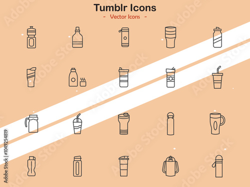 Icons representing Tumblr social media platform and blogging themes