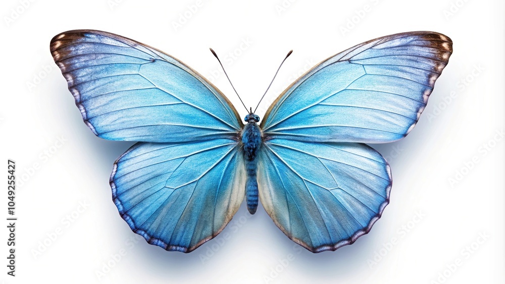 Close-up of a light blue butterfly isolated on white background Close-up of a light blue butterfly isolated on white background