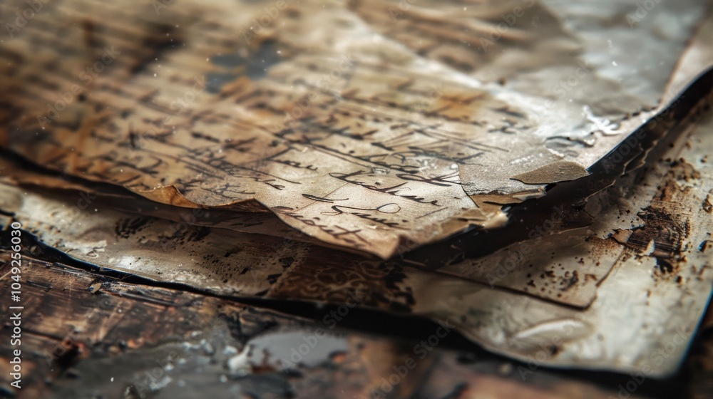 Close-up of Fragile, Aged, and Partially Burned Papers Close-up of Fragile, Aged, and Partially Burned Papers