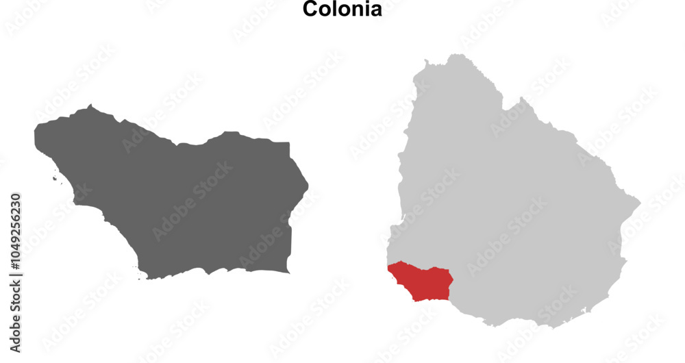 Colonia department blank outline map set
