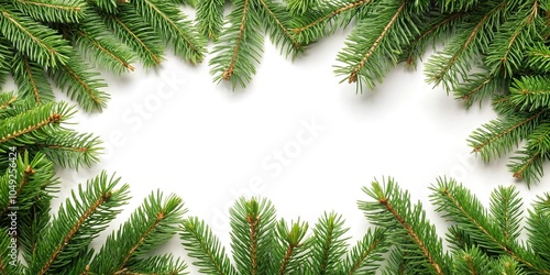 Close-Up of Christmas tree branches on white background